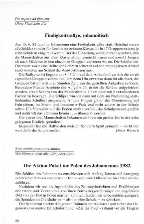 Die Aktion Paket für Polen des Johanneums 1982