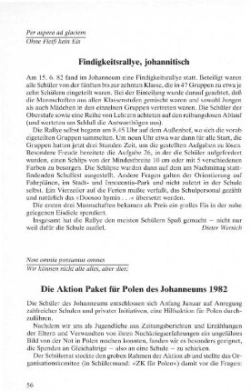 Die Aktion Paket für Polen des Johanneums 1982