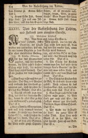 574-578, XXXVI. Von der Auferstehung der Todten, und Zukunft zum jüngsten Gericht (737. - 742.)