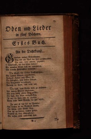 Oden und Lieder in fünf Büchern. Erstes Buch.