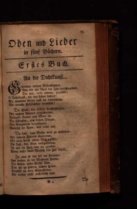 Oden und Lieder in fünf Büchern. Erstes Buch.