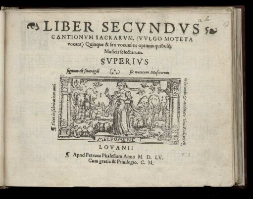 Liber secundus cantionum sacrarum ... quinque et sex vocum. Superius