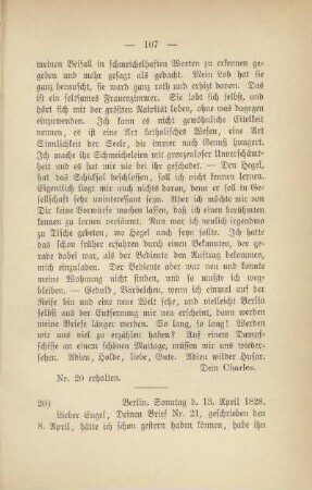 20) [Brief vom] 13. April 1828