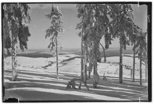 Erzgebirge. Blick vom Keilberg auf Unterwiesenthal und Stolzenhain
