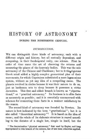 Introduction. Part I. Progress of Astronomy during the first half of the nineteenth century.