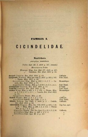 Catalogus Coleopterorum, 1. Cicindelidae - Carabidae