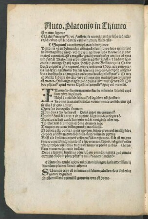 Sequuntur autoritates platonis in thimeo
