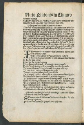 Sequuntur autoritates platonis in thimeo