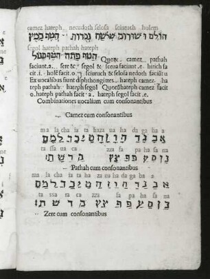 ... Camez cum consonantibus ... Textseite aus: Euchirdion poetarum clarissimorum von Nikolaus Marschalk. Buchdruck, 20,5 x 14,7 cm, 1502. Sächsische Landesbibliothek - Staats- und Universitätsbibliothek Dresden (SLUB) Lit.Rom.A.300 (im Original Blattfolge rückwärts laufend)
