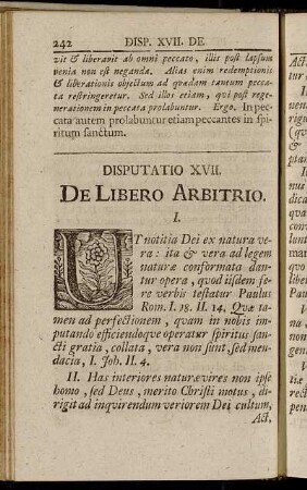 Disputatio XVII. De Libero Arbitrio