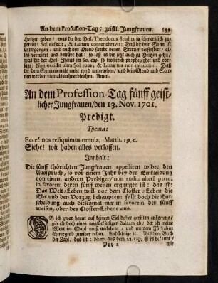 539-550, An dem Profession-Tag fuenff geistlicher ...