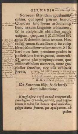 XXVII. De Sororum filiis, & de haeredum institutione.