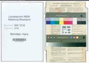 Entnazifizierung Hans Berndsen , geb. 19.07.1914 (Steuerinspektor)