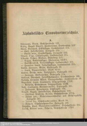 Einwohnerverzeichnis : Alphabetisches Einwohnerverzeichnis