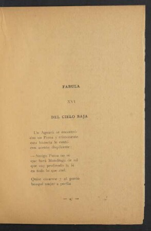 Fábula XVI - Del cielo baja