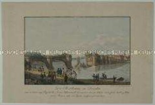 Dresden, am 19. März 1813 von den Franzosen gesprengte Elbbrücke