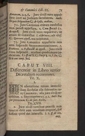 Caput VIII. Differentiae in Libro tertio Decretalium occurrentes.