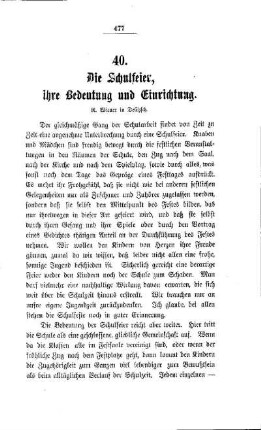 Die Schulfeier, ihre Bedeutung und Einrichtung