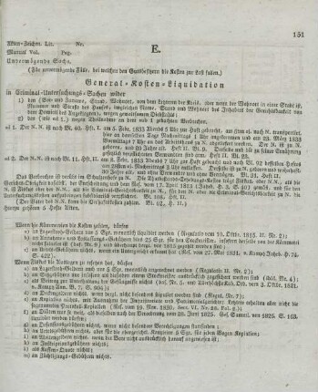 E. General-Kosten-Liquidation
