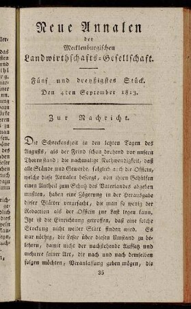 Fünf und dreyßigstes Stück. Den 4ten September 1813.