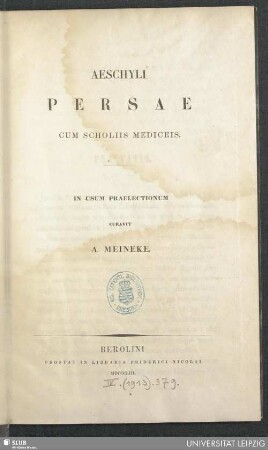 Aeschyli Persae cum scholiis Mediceis
