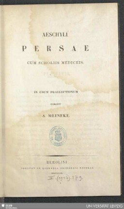 Aeschyli Persae cum scholiis Mediceis