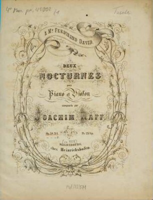Deux nocturnes : pour piano et violon ; op. 58, 1. Pl.Nr. H.M.1004. - 15 S. + 1 St.