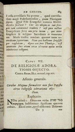 Caput VII. De Religiosæ Adorationis Objecto.