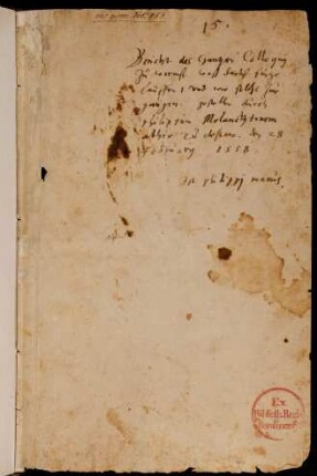 Bericht vom Wormser Colloquium : Ms. germ. fol. 453
