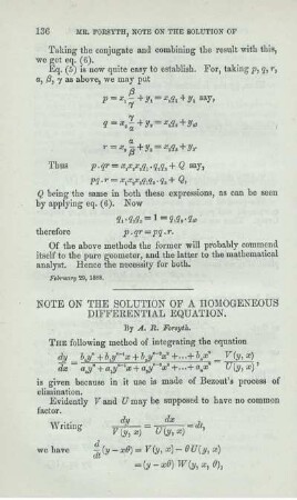 Note on the solution of a Homogeneous differential equation.
