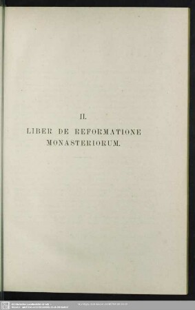 II. Liber De Reformatione Monasteriorum