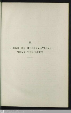 II. Liber De Reformatione Monasteriorum