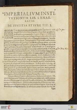 Imperialivm institvtionvm Lib. I. Enarratio