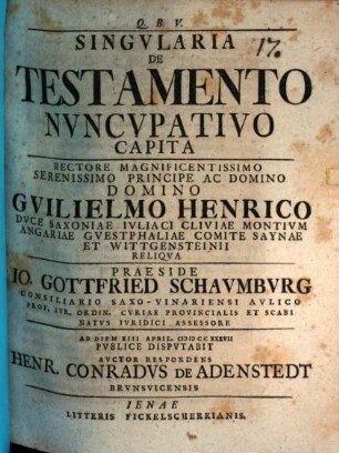 Singularia de testamento nuncupativo capita
