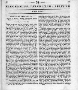 Novum Testamentum Graece. Editio stereotypa. Ex Recensione C. Lachmann. Berlin: Reimer 1831 (Beschluss von Nr. 53)