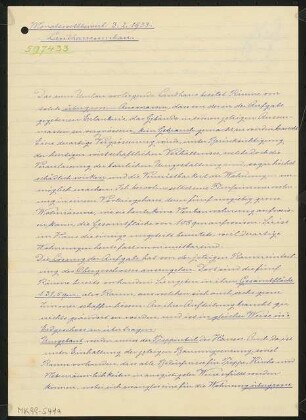 Umbau eines Landhauses Monatskonkurrenz Februar 1933: Erläuterungsbericht, 3 S.