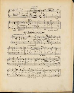 4 Marianische Antiphonen : für 3 oder 4 Singstimmen, 2 Violin, Viola, Violon, 2 Clarinett, 2 Hörner u. ausges. Orgel ; op. 57