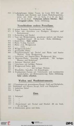 Waffen und Musikinstrumente (Nr. 889-882)
