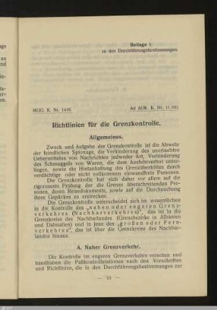 Richtlinien für die Grenzkontrolle