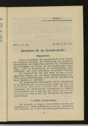 Richtlinien für die Grenzkontrolle