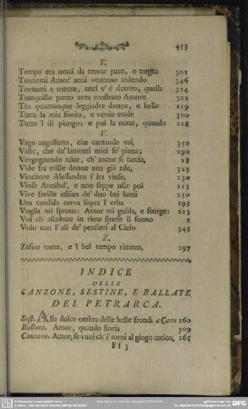 Indice Delle Canzone, Sestine, E Ballate Del Petrarca