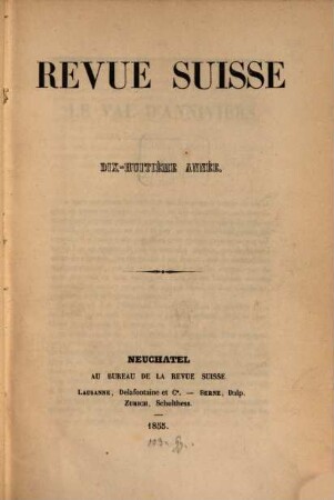 Revue suisse. 18. 1855