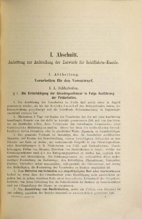 Die Vorarbeiten für Schifffahrts-Kanäle oder ähnliche Anlagen und die Geschäftsführung bei deren Ausbau