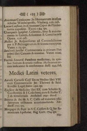 Medici Latini veteres.