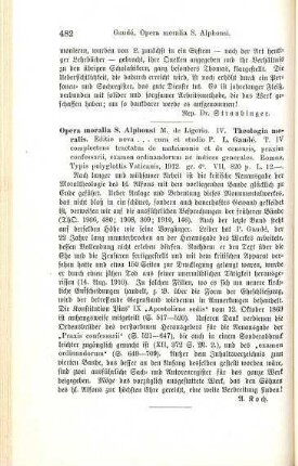 482 [Rezension] Liguori, Alfonso Maria de', Theologia moralis ; 4