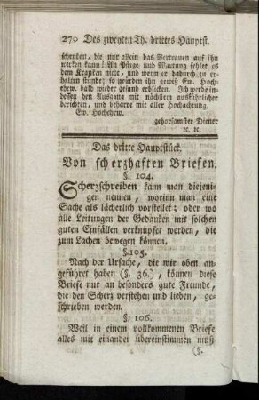 Das dritte Hauptstück. Von scherzhaften Briefen.