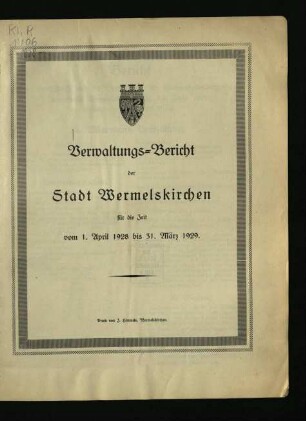 Verwaltungsbericht der Stadt Wermelskirchen 1928