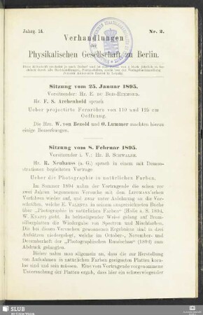 Sitzung vom 25. Januar 1895