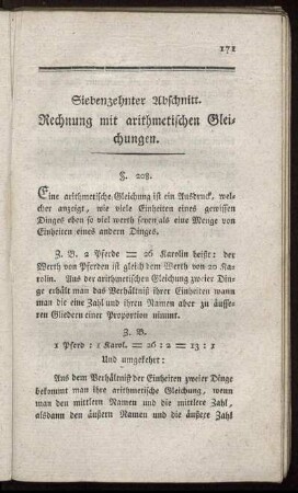 Siebenzehnter Abschnitt. Rechnung mit arithmetischen Gleichungen.