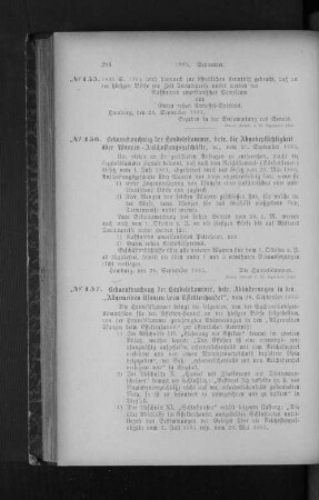 No. 157. Bekanntmachung der Handelskammer, betr. Abänderungen in den "Allgemeinen Usanzen beim Effektenhandel", vom 29. September 1885.